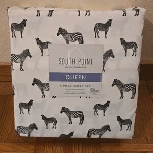 South Point Sheet Set Zebra 6-Piece Flat Fitted Pillowca…